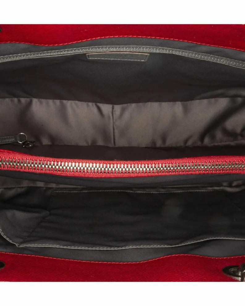 Tote Bags*Chanel Preloved Grand Shopping Tote with Caviar Leather and Curb Chain Red