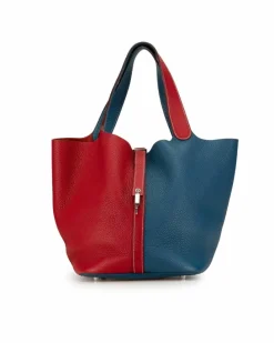 Tote Bags*Hermes Preloved Haut a Courroies Two-Tone Leather Tote Bag - Red and Blue