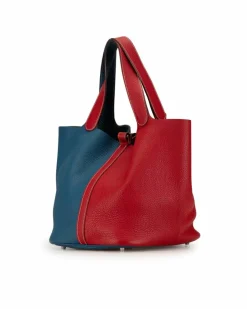 Tote Bags*Hermes Preloved Haut a Courroies Two-Tone Leather Tote Bag - Red and Blue