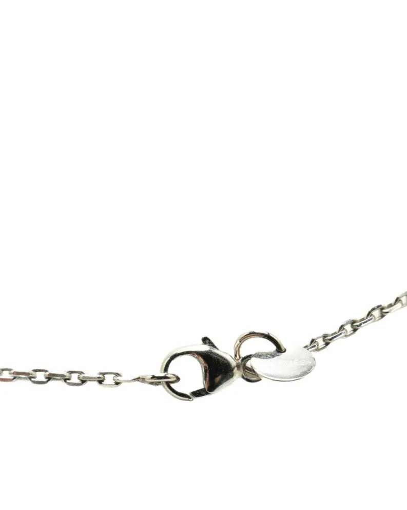 Necklaces*Hermes Preloved Herms Chaine dAncre Heart Pendant Necklace in Black Leather Silver