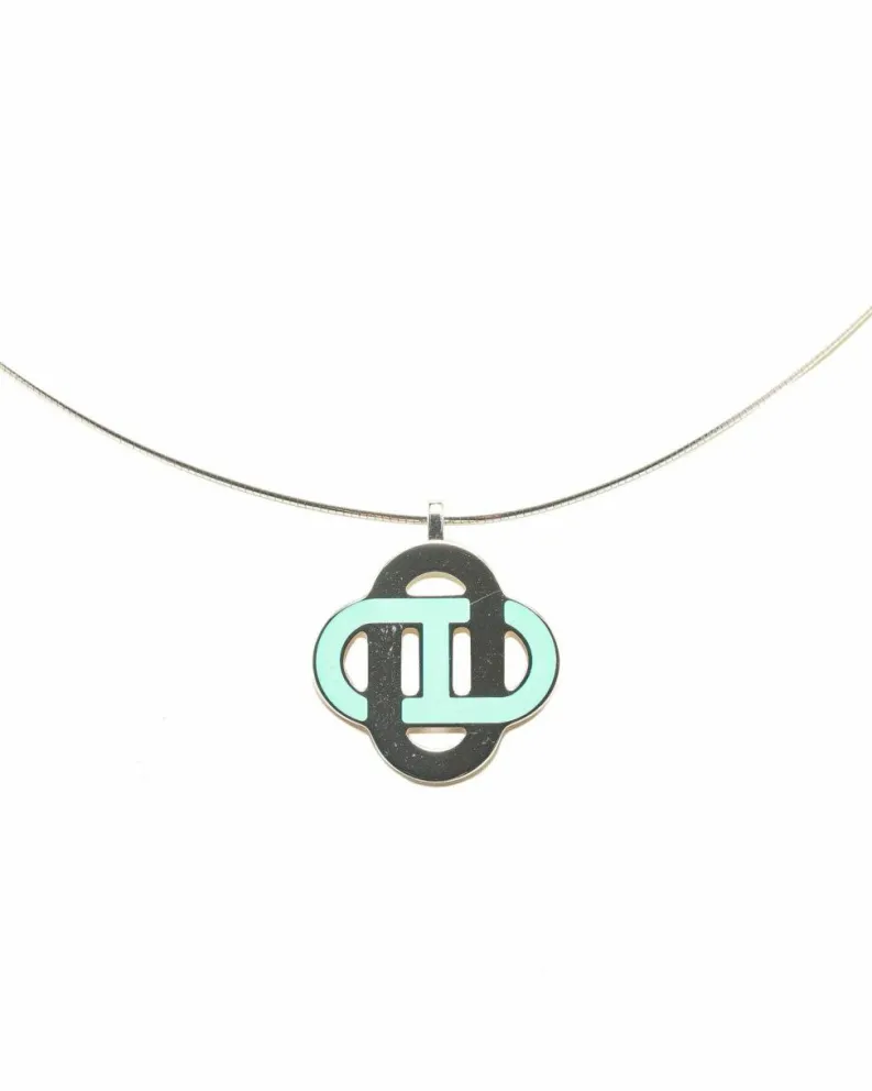 Necklaces*Hermes Preloved Herms Chane dAncre Enamel Pendant Necklace Silver