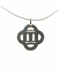 Necklaces*Hermes Preloved Herms Chane dAncre Enamel Pendant Necklace Silver