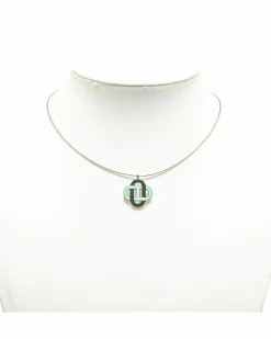Necklaces*Hermes Preloved Herms Chane dAncre Enamel Pendant Necklace Silver