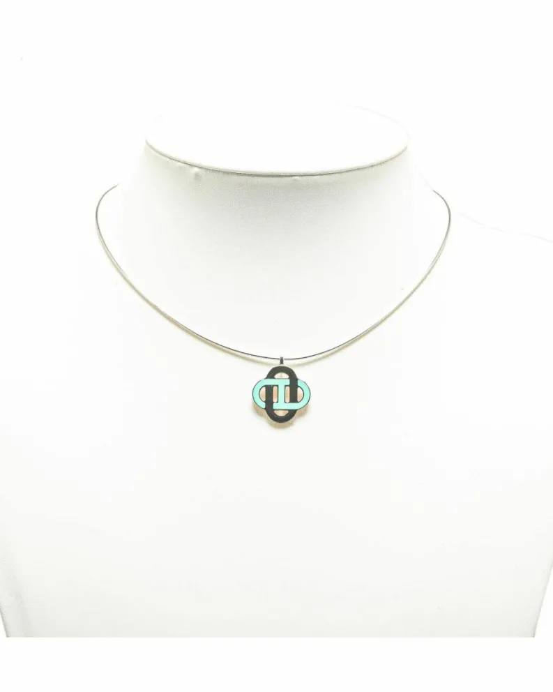 Necklaces*Hermes Preloved Herms Chane dAncre Enamel Pendant Necklace Silver