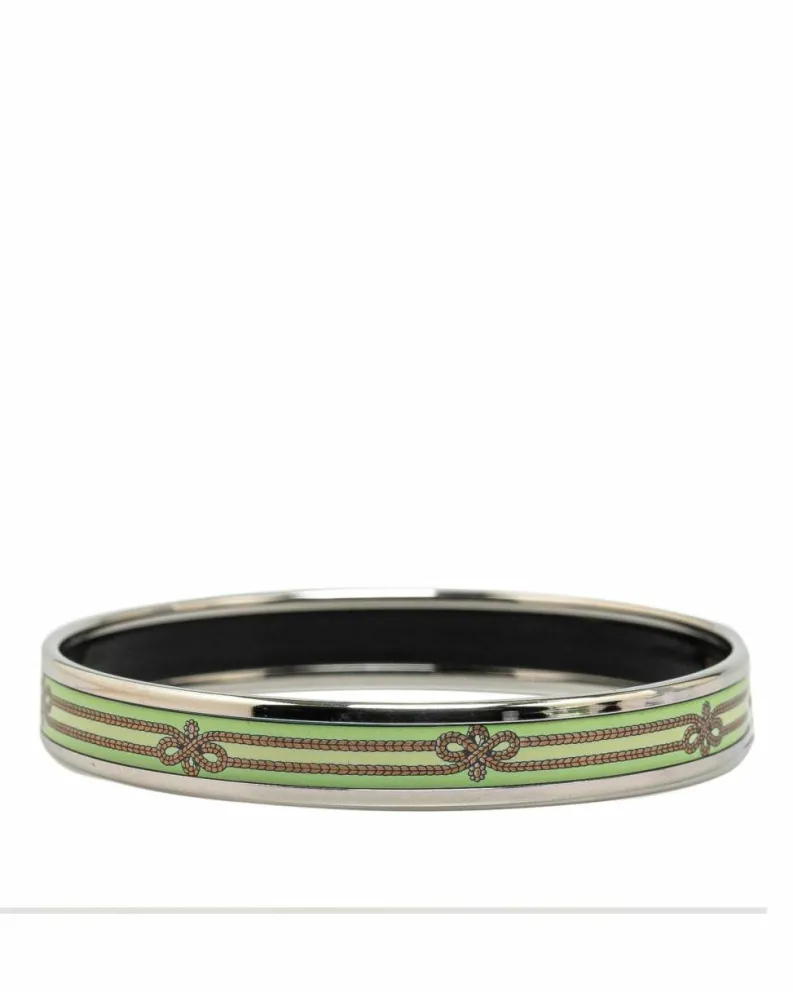 Bracelets*Hermes Preloved Herms Clic Clac H Enamel Rope Bracelet Green