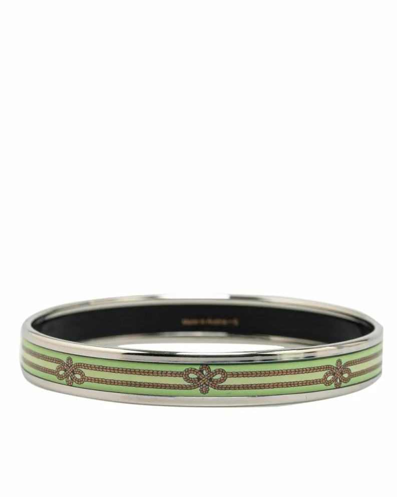 Bracelets*Hermes Preloved Herms Clic Clac H Enamel Rope Bracelet Green