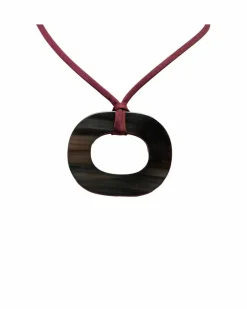 Necklaces*Hermes Preloved Herms Hapi Horn Pendant Necklace in Black Brown