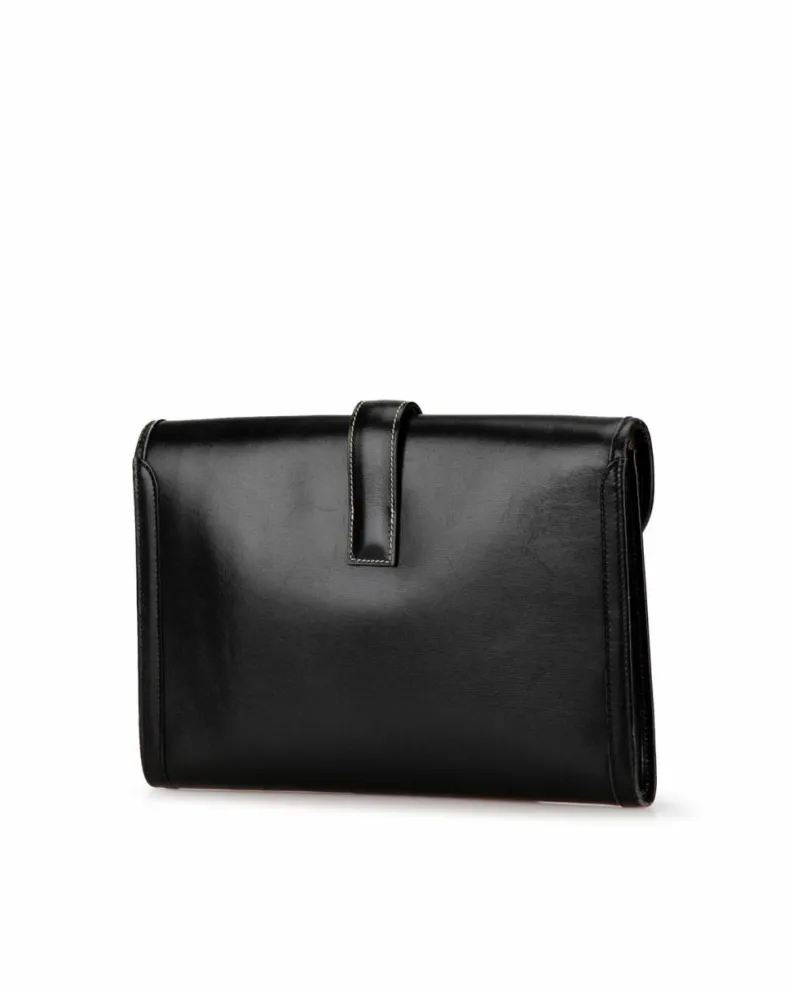 Clutch Bags*Hermes Preloved Herms Kelly Clutch Leather Black