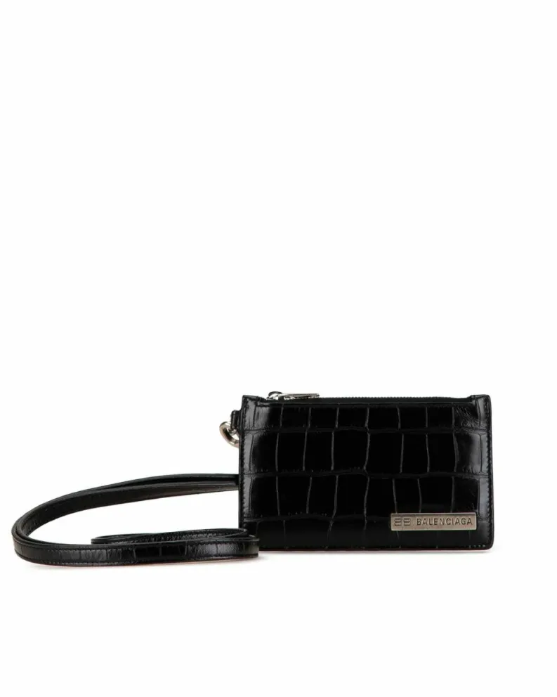Cross-Body Bags*Balenciaga Preloved Hourglass Mini Wallet On Chain Leather Crossbody Bag Black