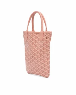 Tote Bags*Goyard Preloved ine Poitiers Claire Voie Coated Canvas Tote with Leather Trim Pink