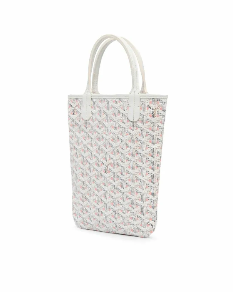 Tote Bags*Goyard Preloved ine Poitiers Claire Voie Coated Canvas Tote with Leather Trim White
