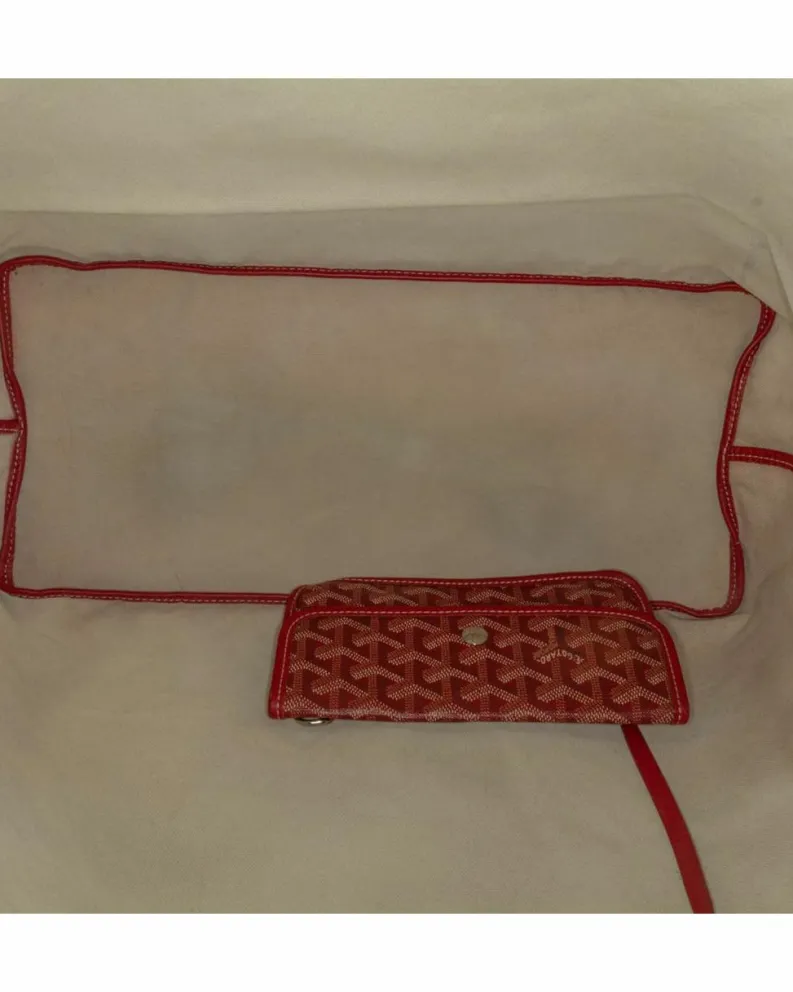 Tote Bags*Goyard Preloved ine Saint Louis GM Coated Canvas Tote with Leather Trim and Red