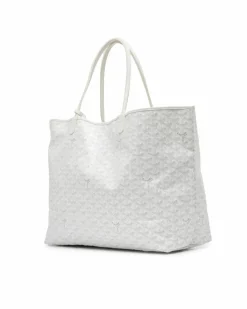 Tote Bags*Goyard Preloved ine Saint Louis GM Coated Canvas Tote with Leather Trim White