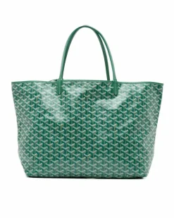 Tote Bags*Goyard Preloved ine Saint Louis GM Coated Canvas Tote with Leather Handles Green
