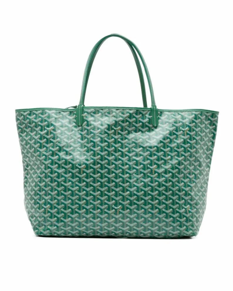Tote Bags*Goyard Preloved ine Saint Louis GM Coated Canvas Tote with Leather Handles Green