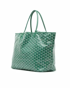 Tote Bags*Goyard Preloved ine Saint Louis GM Coated Canvas Tote with Leather Handles Green