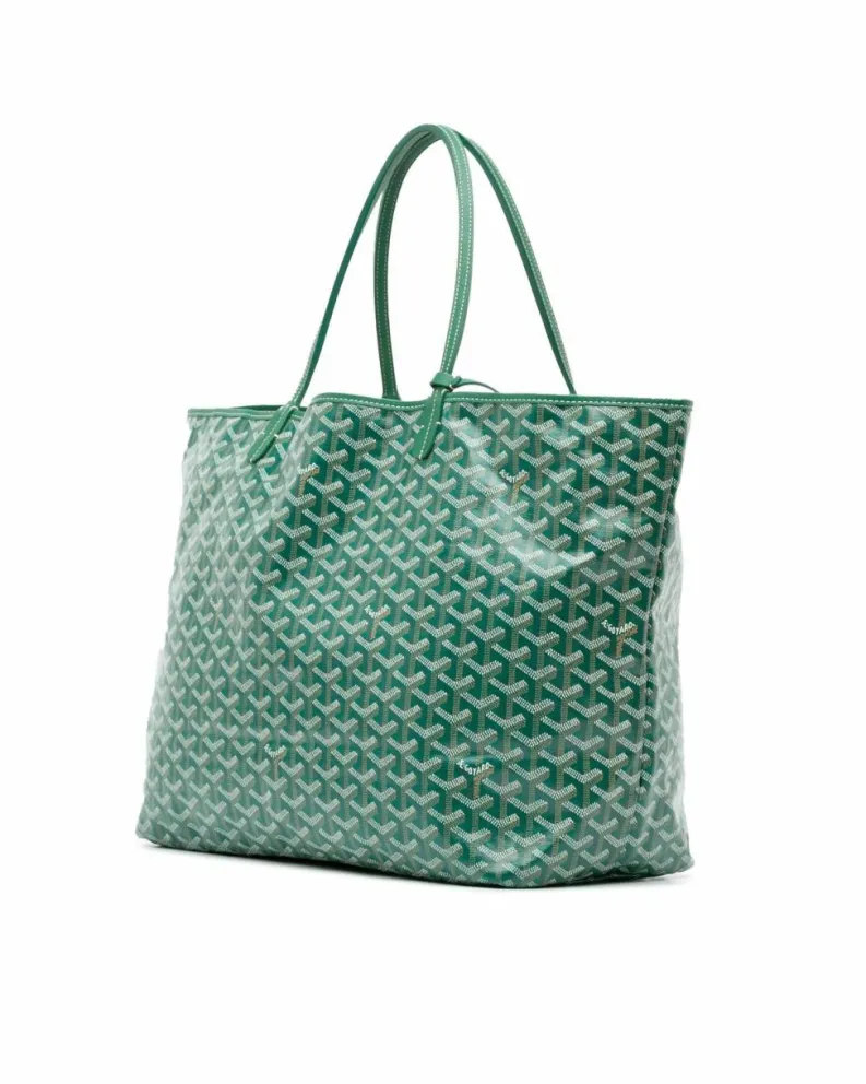 Tote Bags*Goyard Preloved ine Saint Louis GM Coated Canvas Tote with Leather Handles Green