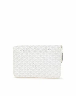Clutch Bags*Goyard Preloved ine Sainte Marie MM Coated Canvas Clutch Bag with Flap and White