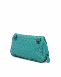 Cross-Body Bags*Bottega Veneta Preloved Intrecciato Woven Leather Chain Strap Crossbody Bag Blue