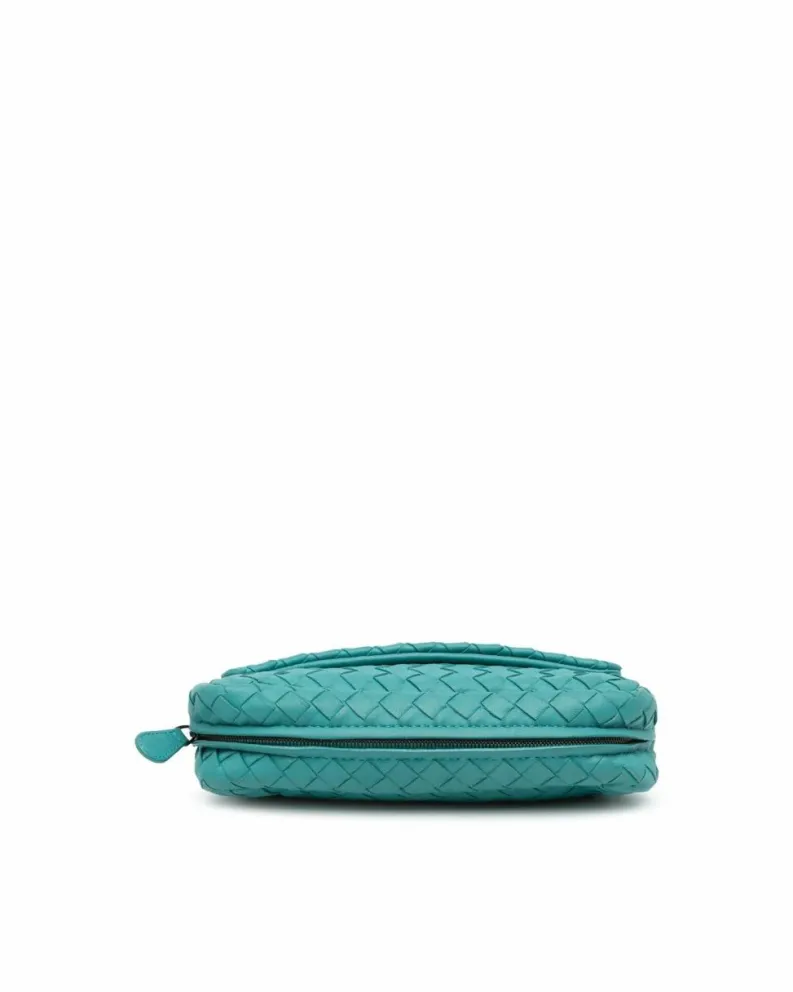 Cross-Body Bags*Bottega Veneta Preloved Intrecciato Woven Leather Chain Strap Crossbody Bag Blue
