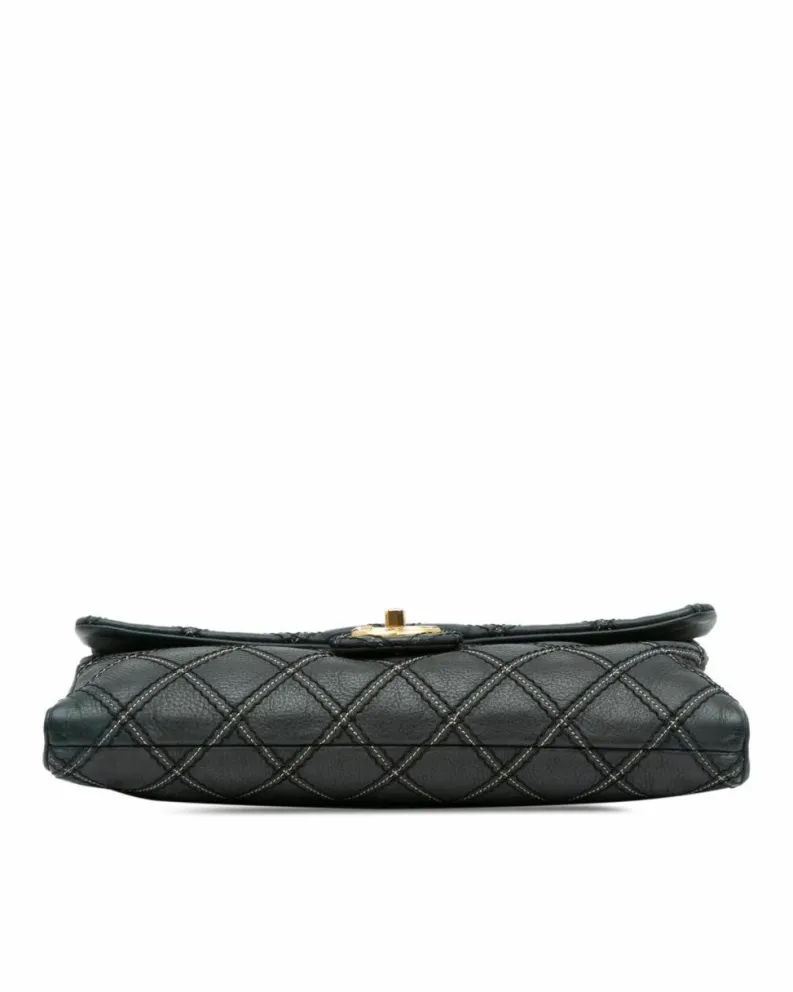 Cross-Body Bags*Chanel Preloved Iridescent Calfskin Crossbody Bag with Chain Strap and Turn Blue