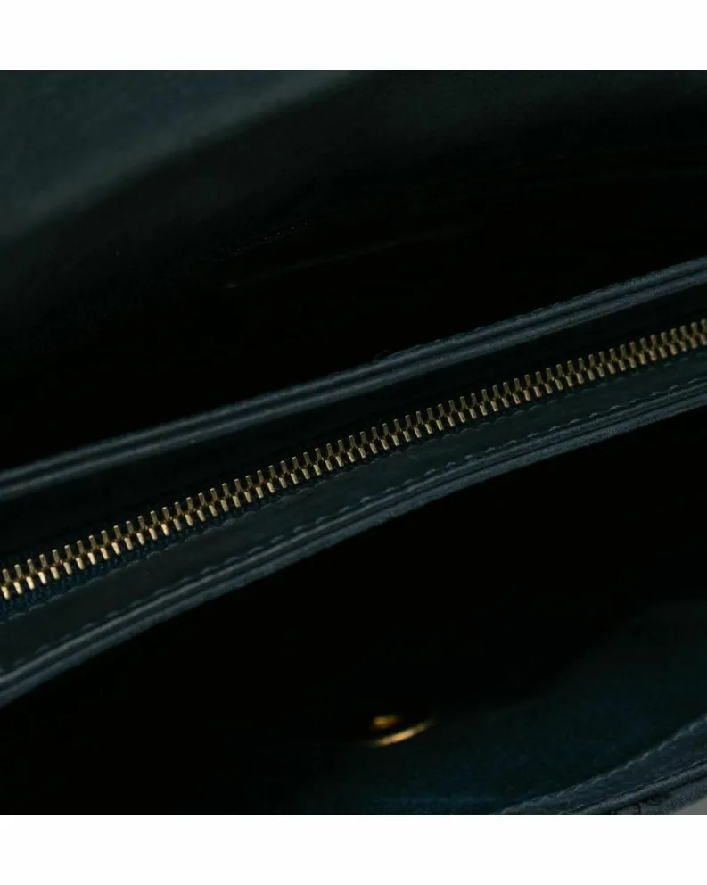 Cross-Body Bags*Chanel Preloved Iridescent Calfskin Crossbody Bag with Chain Strap and Turn Blue