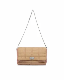 Shoulder Bags*Chanel Preloved Iridescent Chocolate Bar Shoulder Bag with Chain-Link Straps Brown