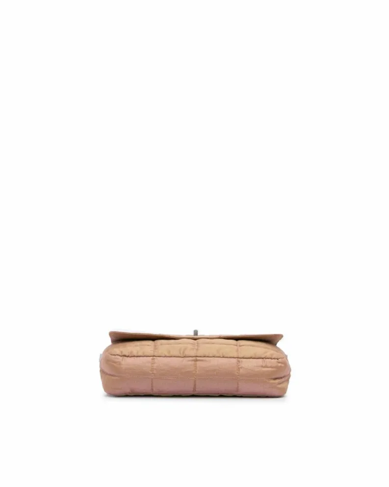 Shoulder Bags*Chanel Preloved Iridescent Chocolate Bar Shoulder Bag with Chain-Link Straps Brown