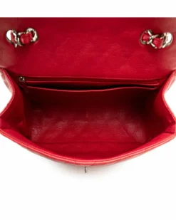 Shoulder Bags*Chanel Preloved Jumbo Classic Caviar Leather Single Flap Shoulder Bag Red