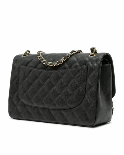 Shoulder Bags*Chanel Preloved Jumbo Classic Caviar Double Flap Shoulder Bag with CC Black