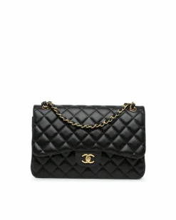 Shoulder Bags*Chanel Preloved Jumbo Classic Double Flap Quilted Lambskin Shoulder Bag with Black