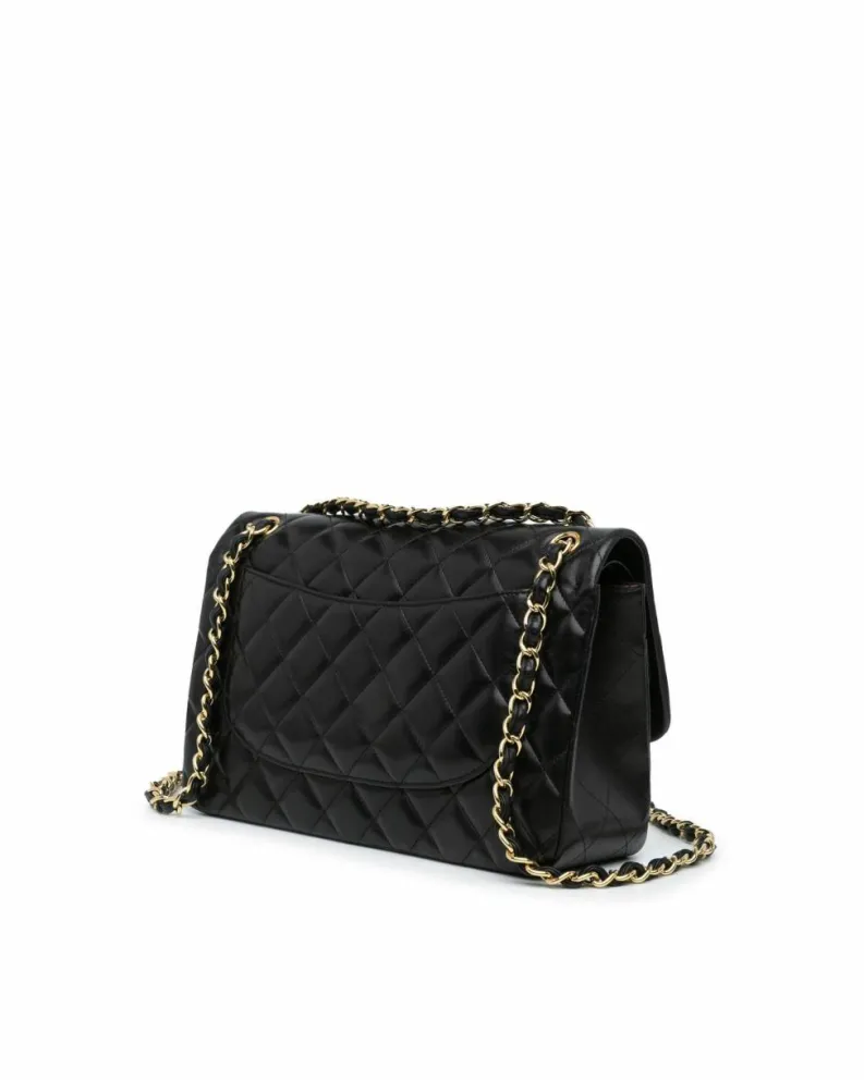 Shoulder Bags*Chanel Preloved Jumbo Classic Double Flap Quilted Lambskin Shoulder Bag with Black