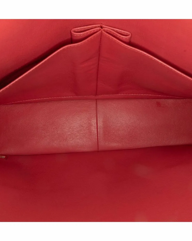 Shoulder Bags*Chanel Preloved Jumbo Classic Lambskin Double Flap Quilted Shoulder Bag Red