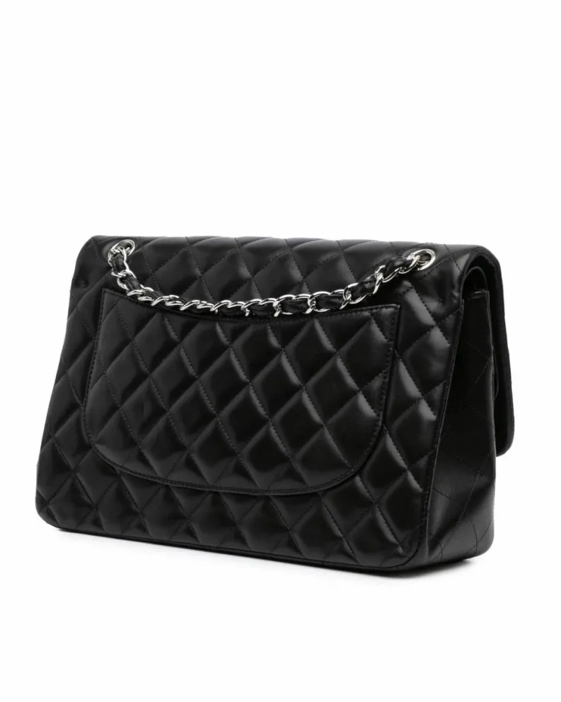 Shoulder Bags*Chanel Preloved Jumbo Classic Lambskin Double Flap Shoulder Bag with Chain Black