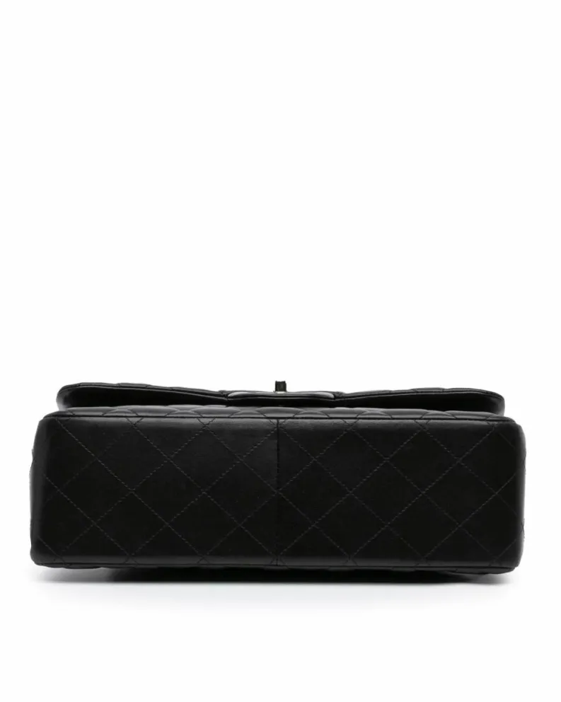 Shoulder Bags*Chanel Preloved Jumbo Classic Lambskin Double Flap Shoulder Bag with Chain Black