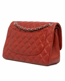 Shoulder Bags*Chanel Preloved Jumbo Classic Quilted Leather Double Flap Shoulder Bag Orange