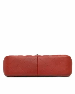 Shoulder Bags*Chanel Preloved Jumbo Classic Quilted Leather Double Flap Shoulder Bag Orange