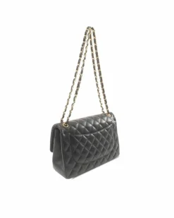 Shoulder Bags*Chanel Preloved Jumbo Classic Quilted Lambskin Double Flap Shoulder Bag Black