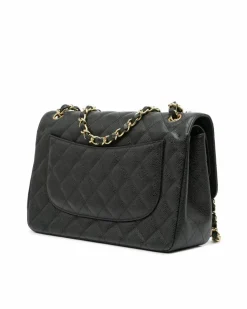 Shoulder Bags*Chanel Preloved Jumbo Classic Quilted Double Flap Shoulder Bag with Chain Black