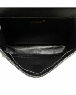 Shoulder Bags*Chanel Preloved Jumbo Lambskin Double Sided Flap Shoulder Bag with Quilted Black