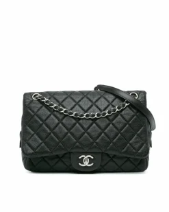 Shoulder Bags*Chanel Preloved Jumbo Quilted Deerskin Shoulder Bag with Chain Strap Black