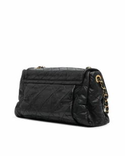 Shoulder Bags*Chanel Preloved Large Aged Calfskin Chic Quilt Flap Shoulder Bag Black