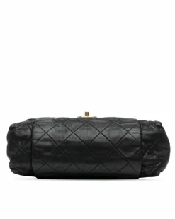 Shoulder Bags*Chanel Preloved Large Aged Calfskin Chic Quilt Flap Shoulder Bag Black
