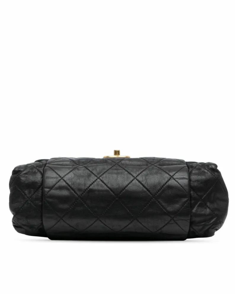 Shoulder Bags*Chanel Preloved Large Aged Calfskin Chic Quilt Flap Shoulder Bag Black