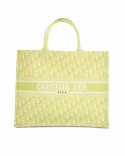 Tote Bags*Dior Preloved Large Oblique Canvas Book Tote with Rolled Handles Green