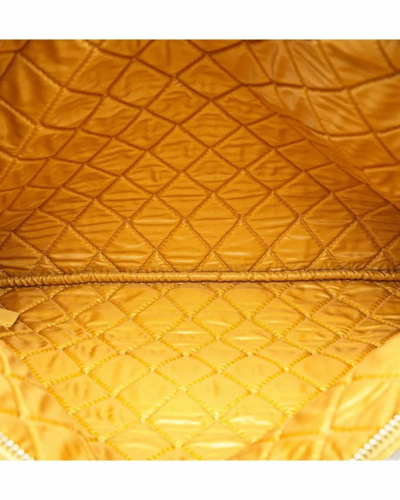 Clutch Bags*Chanel Preloved Large Printed Lambskin O Case Clutch with Top Zip Closure Yellow