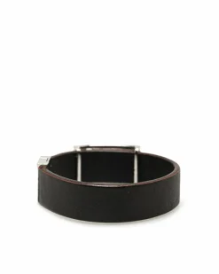 Bracelets*Fendi Preloved Leather Bracelet with Silver-Tone Hardware and Push Lock Brown