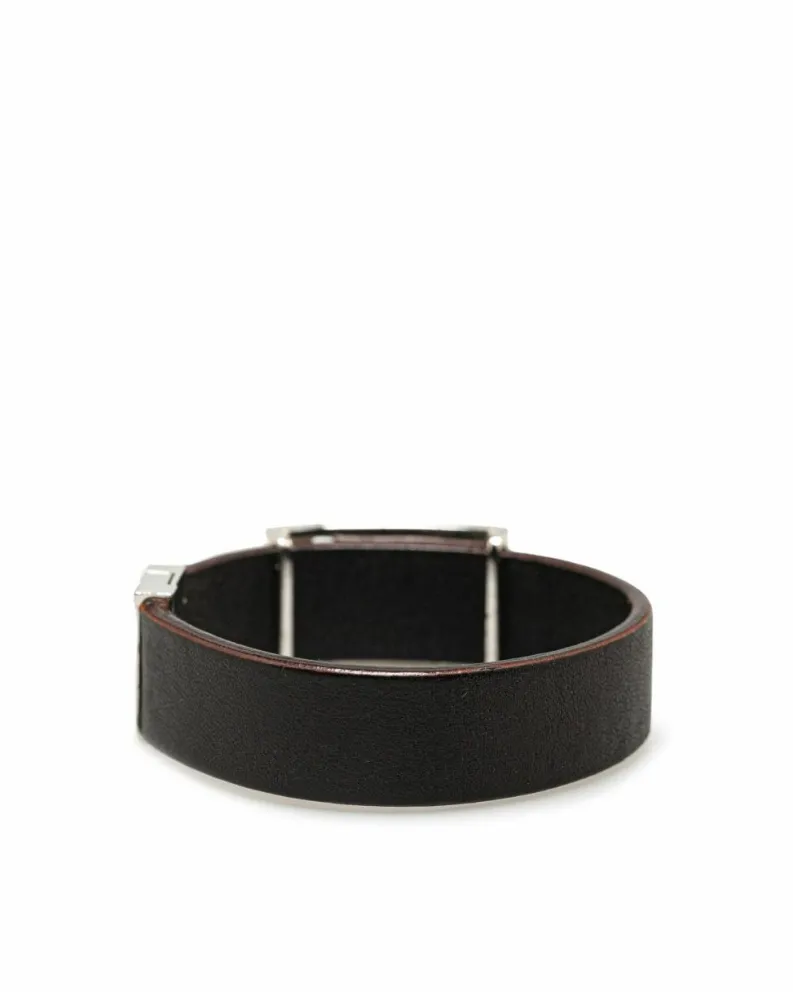 Bracelets*Fendi Preloved Leather Bracelet with Silver-Tone Hardware and Push Lock Brown