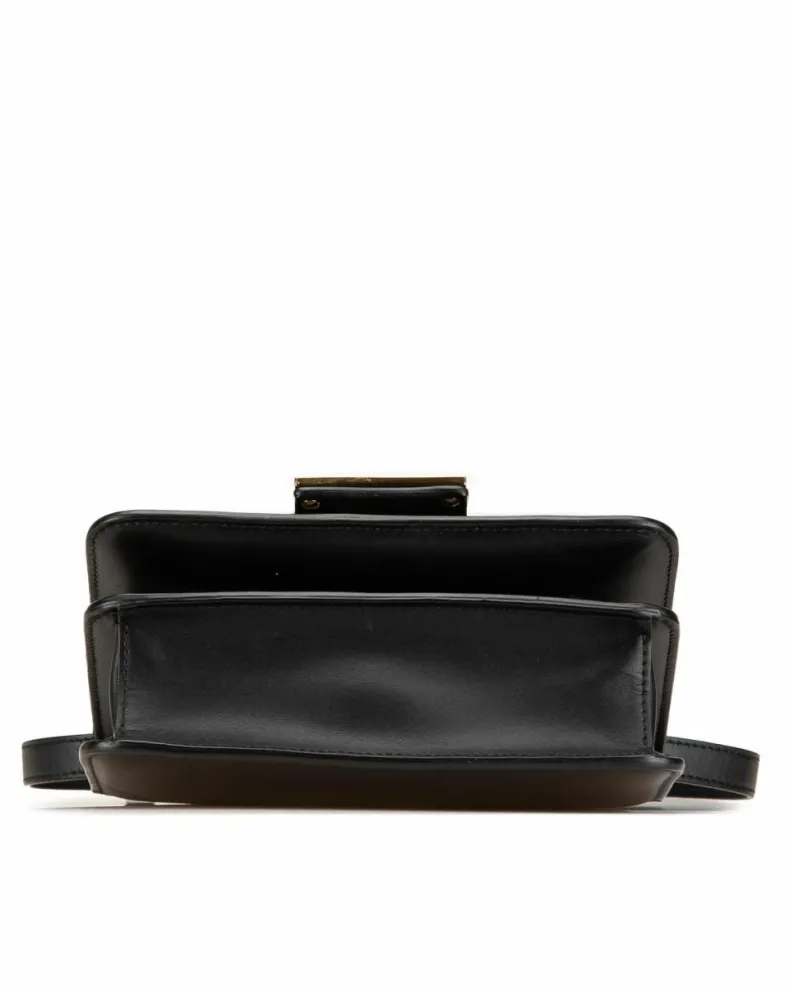 Cross-Body Bags*Fendi Preloved Leather Crystal Embellished Crossbody Bag with Interior Card Black