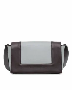 Shoulder Bags*Celine Preloved Leather Frame Shoulder Bag with Front Flap Closure Grey
